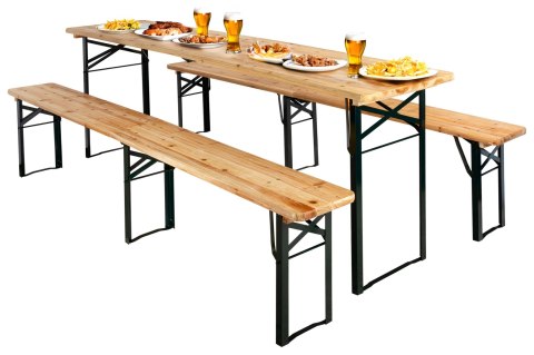 Zestaw stalowo-drewniany LAGER: stół + 2 ławki 220 cm Zestaw stalowo-drewniany LAGER: stół + 2 ławki 220 cm