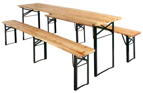 Zestaw stalowo-drewniany LAGER: stół + 2 ławki 220 cm Zestaw stalowo-drewniany LAGER: stół + 2 ławki 220 cm