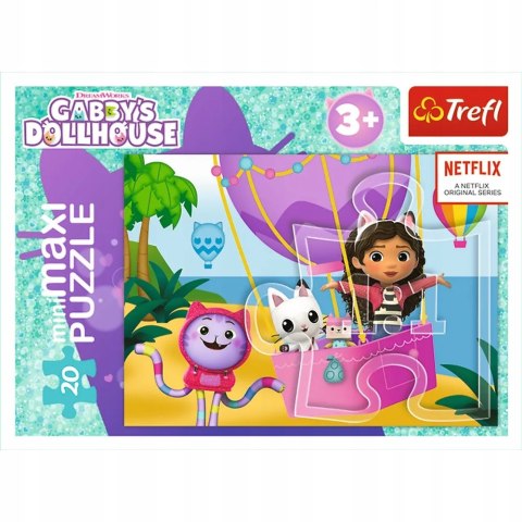 Trefl Puzzle 20 MiniMaxi Koci Domek Gabi w balonie 20 elementów 3+ Trefl 21157
