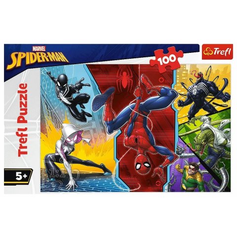 Trefl Puzzle Trefl Marvel Spider-Man 100 elementów Do góry nogami 16347