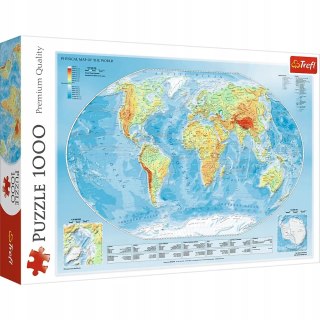 Trefl Puzzle mapa fizyczna świata 1000 elementów Trefl 10463