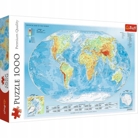 Trefl Puzzle mapa fizyczna świata 1000 elementów Trefl 10463 Trefl Puzzle mapa fizyczna świata 1000 elementów Trefl 10463