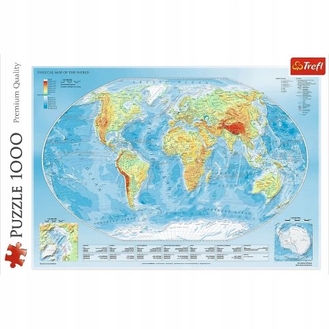 Trefl Puzzle mapa fizyczna świata 1000 elementów Trefl 10463 Trefl Puzzle mapa fizyczna świata 1000 elementów Trefl 10463