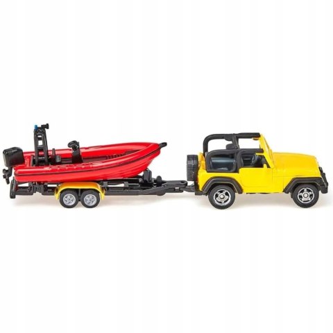 Siku Siku Jeep samochód z łodzią na naczepie model metal S1658 Siku Siku Jeep samochód z łodzią na naczepie model metal S1658