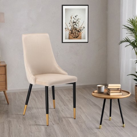 Krzesło welurowe tapicerowane Vermont Velvet beżowe Krzesło welurowe tapicerowane Vermont Velvet beżowe