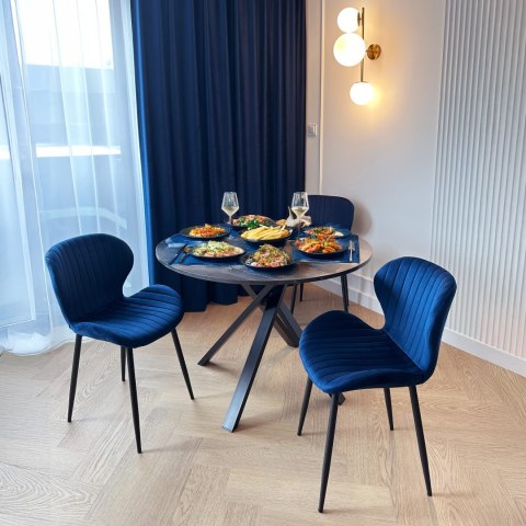 Krzesło welurowe DALLAS VELVET granatowe Krzesło welurowe DALLAS VELVET granatowe