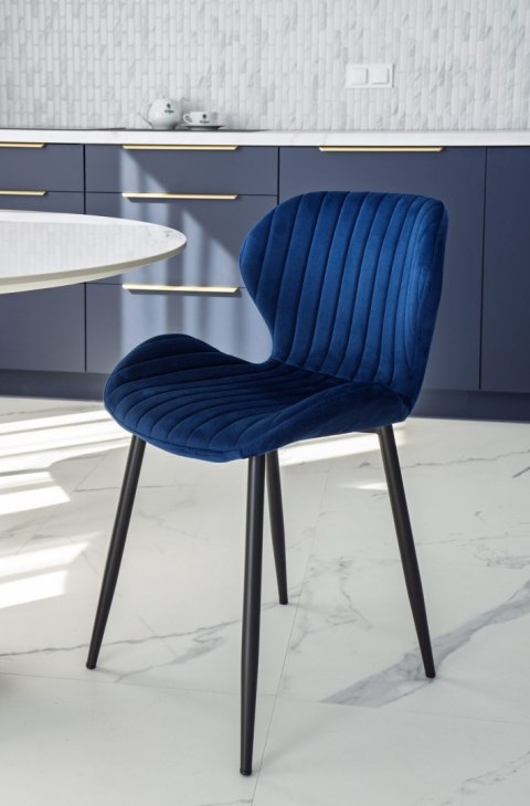 Krzesło welurowe DALLAS VELVET granatowe Krzesło welurowe DALLAS VELVET granatowe