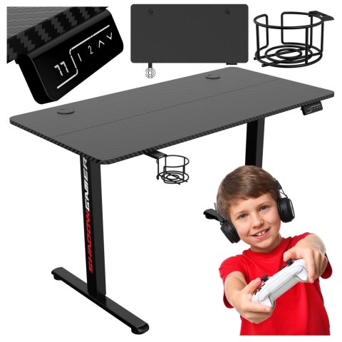 Biurko gamingowe SHADOW GAMER elektryczne 1.0 czarne 120 cm Biurko gamingowe SHADOW GAMER elektryczne 1.0 czarne 120 cm