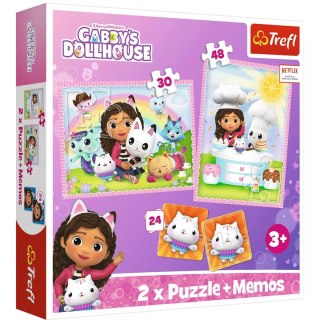 Trefl Puzzle 2w1+ Memos Koci Domek Gabi 3+ Gabi z Kocim Przyjacielem Trefl 93382