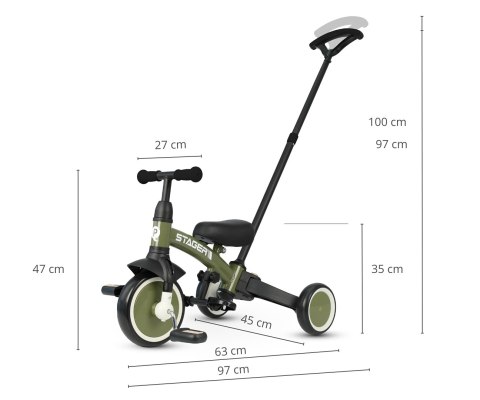 Qplay Qplay Rowerek Trójkołowy Stager 3w1 Green Qplay Qplay Rowerek Trójkołowy Stager 3w1 Green