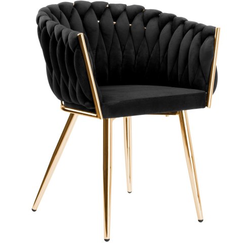 Krzesło welurowe plecione COFTON Gold VELVET Czarny Krzesło welurowe plecione COFTON Gold VELVET Czarny