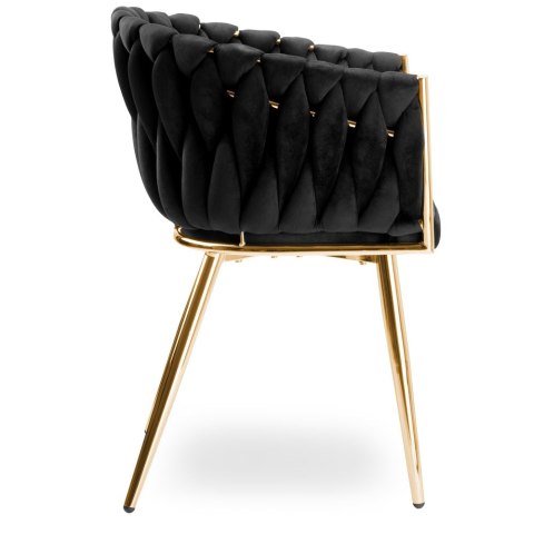 Krzesło welurowe plecione COFTON Gold VELVET Czarny Krzesło welurowe plecione COFTON Gold VELVET Czarny