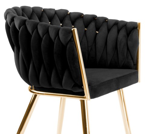 Krzesło welurowe plecione COFTON Gold VELVET Czarny Krzesło welurowe plecione COFTON Gold VELVET Czarny