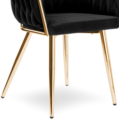Krzesło welurowe plecione COFTON Gold VELVET Czarny Krzesło welurowe plecione COFTON Gold VELVET Czarny