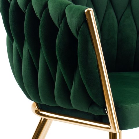 Krzesło welurowe plecione COFTON gold VELVET ciemnozielony Krzesło welurowe plecione COFTON gold VELVET ciemnozielony