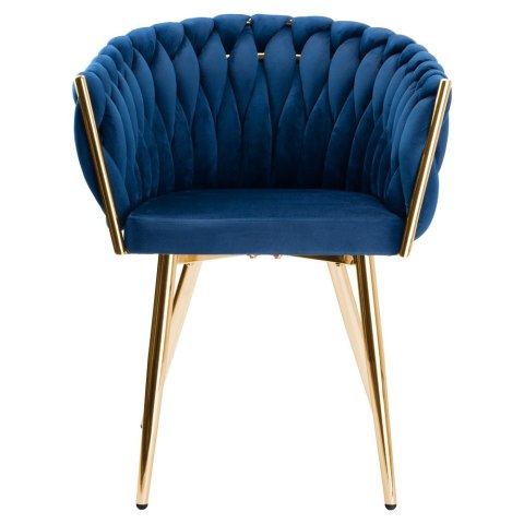 Krzesło welurowe plecione COFTON gold VELVET granatowy Krzesło welurowe plecione COFTON gold VELVET granatowy