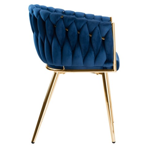 Krzesło welurowe plecione COFTON gold VELVET granatowy Krzesło welurowe plecione COFTON gold VELVET granatowy
