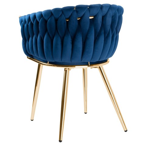 Krzesło welurowe plecione COFTON gold VELVET granatowy Krzesło welurowe plecione COFTON gold VELVET granatowy