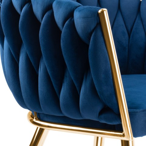 Krzesło welurowe plecione COFTON gold VELVET granatowy Krzesło welurowe plecione COFTON gold VELVET granatowy