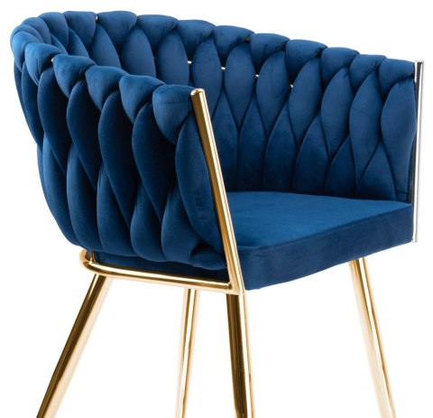 Krzesło welurowe plecione COFTON gold VELVET granatowy Krzesło welurowe plecione COFTON gold VELVET granatowy