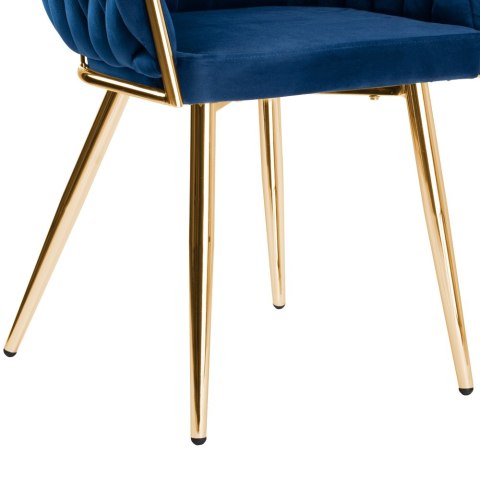 Krzesło welurowe plecione COFTON gold VELVET granatowy Krzesło welurowe plecione COFTON gold VELVET granatowy