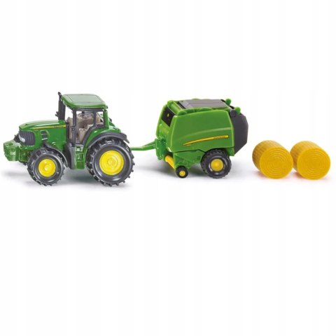 Siku Siku Farmer Traktor z John Deere z prasą metal model S1665 Siku Siku Farmer Traktor z John Deere z prasą metal model S1665