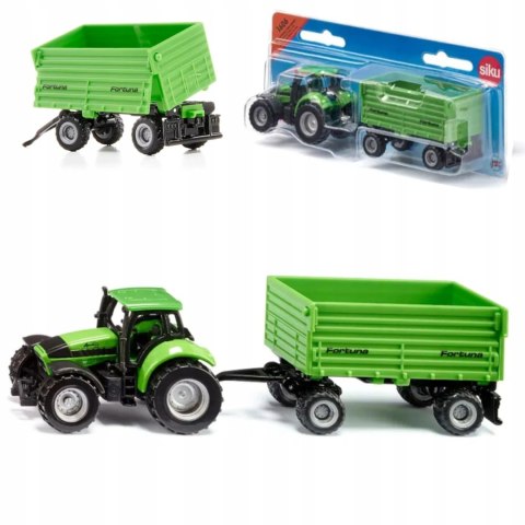 Siku Siku Traktor Deutz-Fahr z przyczepą 2-osiową Fortuna model metal S1606
