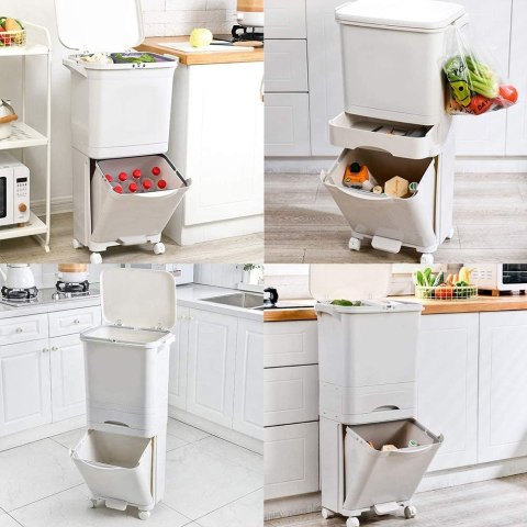 Kosz pojemnik odpady do segregacji 42L kremowy Nardan