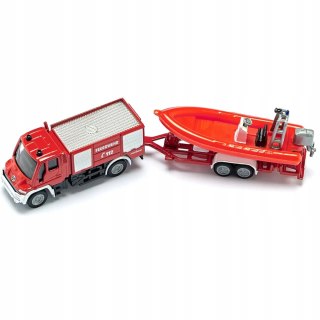 Siku Siku Straż pożarna Unimog z łodzią model metal S1636