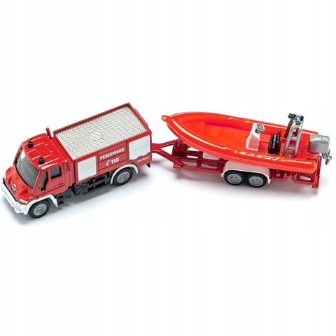 Siku Siku Straż pożarna Unimog z łodzią model metal S1636 Siku Siku Straż pożarna Unimog z łodzią model metal S1636