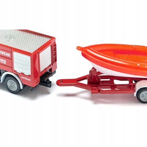 Siku Siku Straż pożarna Unimog z łodzią model metal S1636 Siku Siku Straż pożarna Unimog z łodzią model metal S1636