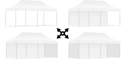 Pawilon handlowy ekspresowy - 3x6 m - 3 ściany - biały Pawilon handlowy ekspresowy - 3x6 m - 3 ściany - biały