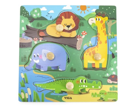 Viga Viga 44593 Puzzle z uchwytami - dzikie zwierzęta