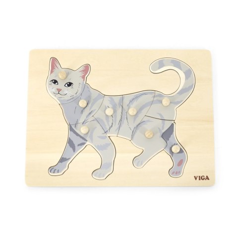 Viga Viga 44612 Puzzle na podkładce z uchwytami - Kot Viga Viga 44612 Puzzle na podkładce z uchwytami - Kot