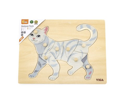 Viga Viga 44612 Puzzle na podkładce z uchwytami - Kot Viga Viga 44612 Puzzle na podkładce z uchwytami - Kot