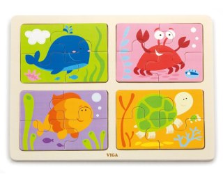 Viga Viga 50190 Puzzle na podkładce 4w1 - morze