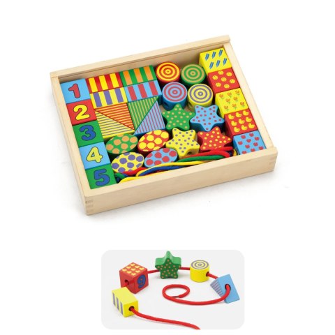 Viga Viga 58505 Edukacyjne sensoryczne klocki do nawlekania Viga Viga 58505 Edukacyjne sensoryczne klocki do nawlekania
