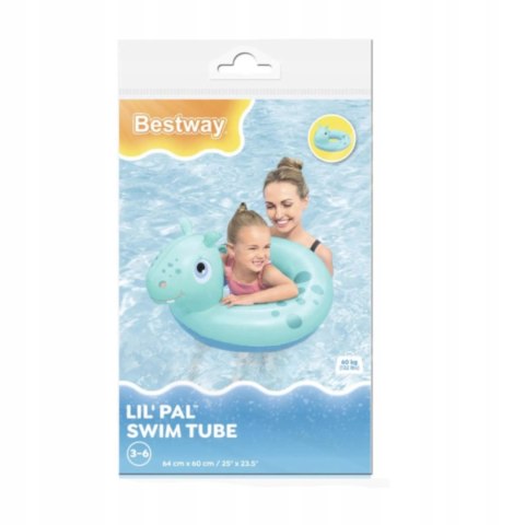 Bestway Kółko koło dmuchane do pływania 3-6 lat niebieski hipopotam Bestway 36464N