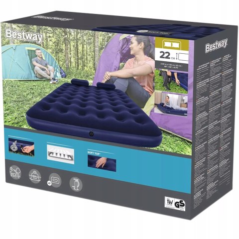 Bestway Materac dmuchany dwuosobowy pompka ręczna 2x poduszki Bestway 67374