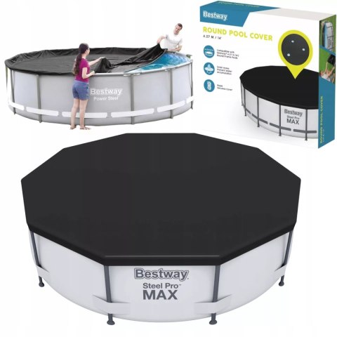 Przykrycie na basen ze stelażem o średnicy 427cm Bestway 58248 Przykrycie na basen ze stelażem o średnicy 427cm Bestway 58248