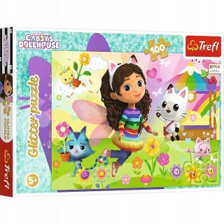 Trefl Puzzle Koci Domek Gabi 100 elementów Brokatowa Gabi Trefl 14832