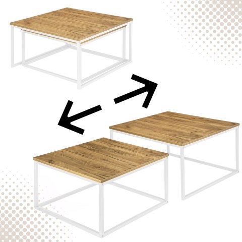 Zestaw 2 stolików loftowych VELEN BIAŁY CRAFT 2w1 Zestaw 2 stolików loftowych VELEN BIAŁY CRAFT 2w1