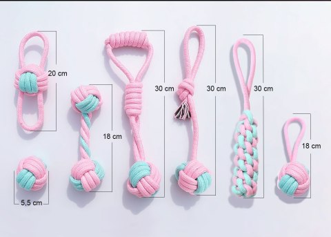 Zestaw 7 zabawek dla psa PINKY szarpaki różowe Zestaw 7 zabawek dla psa PINKY szarpaki różowe