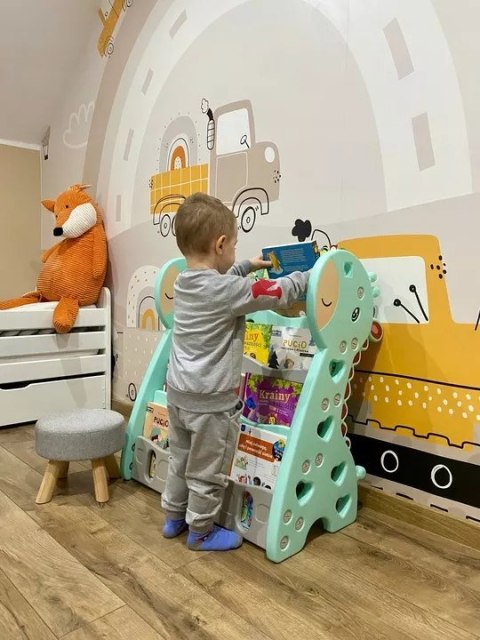 Luxma REGAŁ MONTESSORI NA KSIĄŻKI PÓŁKA SZAFKA ORGANIZER POKÓJ DZIECIĘCY ŻYRAFKA ZIELONY Z33