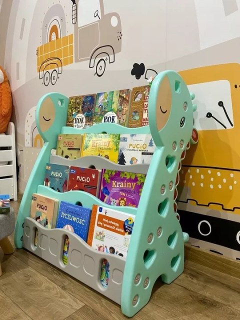 Luxma REGAŁ MONTESSORI NA KSIĄŻKI PÓŁKA SZAFKA ORGANIZER POKÓJ DZIECIĘCY ŻYRAFKA ZIELONY Z33