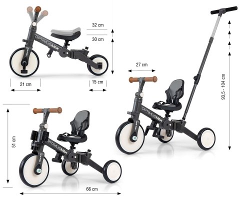 Qplay Milly Mally Rowerek 5w1 Optimus Max Dark Grey Qplay Milly Mally Rowerek 5w1 Optimus Max Dark Grey