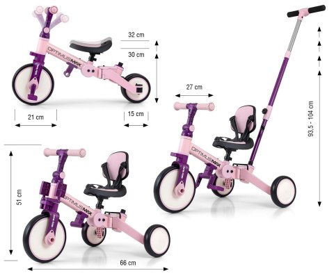 Milly Mally Milly Mally Rowerek 5w1 Optimus Max Pink Milly Mally Milly Mally Rowerek 5w1 Optimus Max Pink