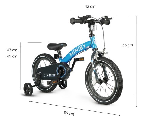 Qplay Qplay Rowerek Dziecięcy - Rowerek Biegowy Miniby 14 cali Blue