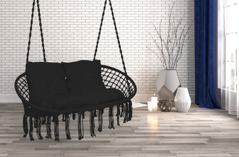 Fotel wiszący Bocianie gniazdo LAGOS czarny z poduszkami Fotel wiszący Bocianie gniazdo LAGOS czarny z poduszkami