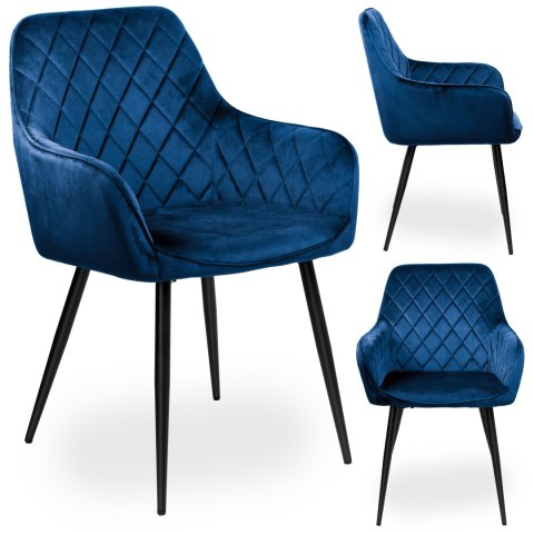 Krzesło welurowe HAVANA VELVET granatowe Krzesło welurowe HAVANA VELVET granatowe